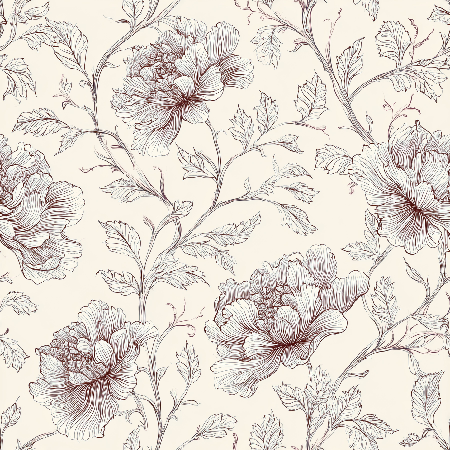 Peony Vines Peel and Stick Wallpaper