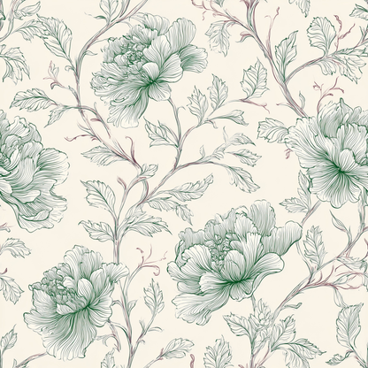 Peony Vines Peel and Stick Wallpaper