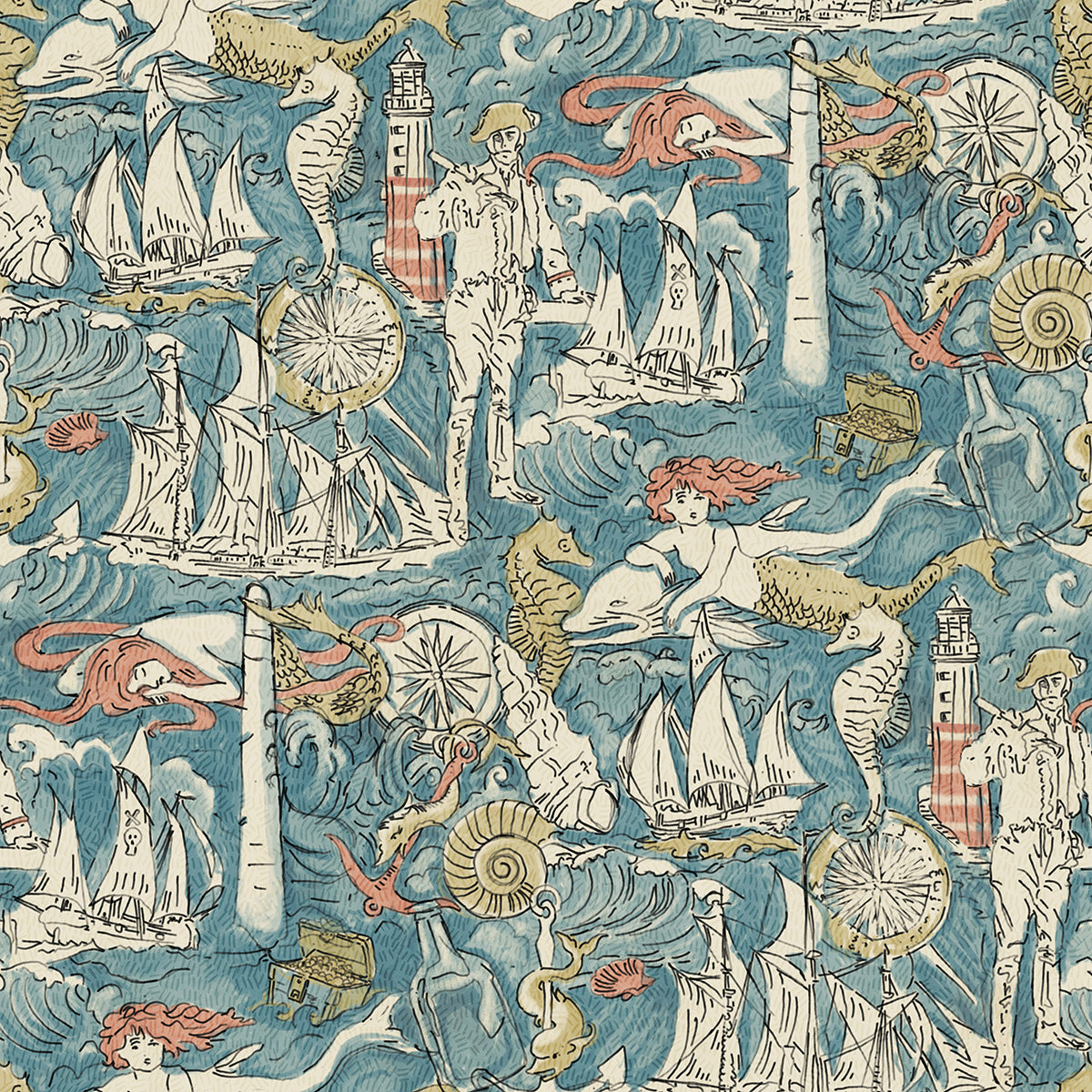Pirate Sea Adventure Peel and Stick Wallpaper