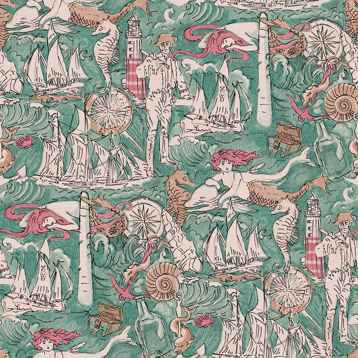 Pirate Sea Adventure Peel and Stick Wallpaper