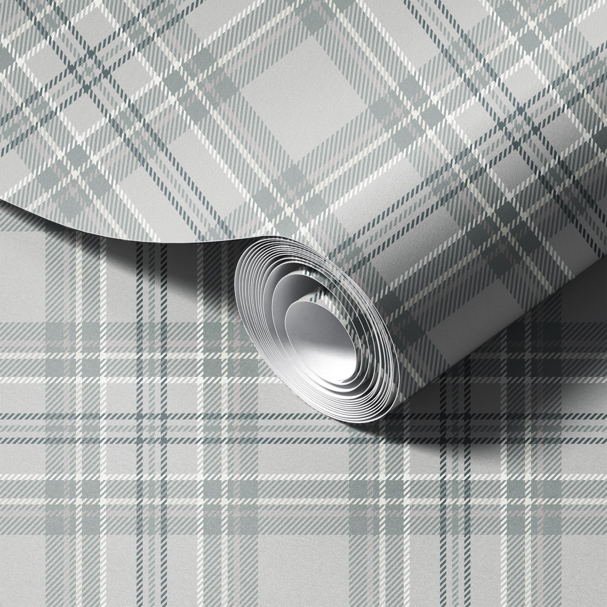 Plaid peel and stick wallpaper room mockup