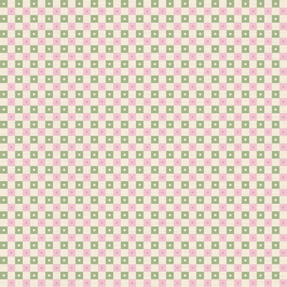 Preppy Gingham with Dots - Light Green, Pink and Cream