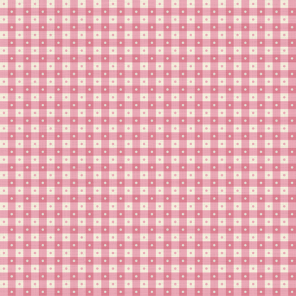 Preppy Gingham with Dots - Mid Pink and Cream