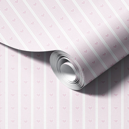 Preppy Heart Stripes Wallpaper