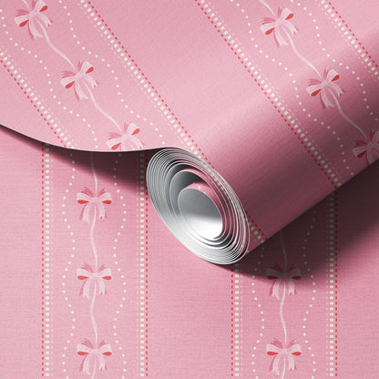 Preppy Bows in Pink Wallpaper