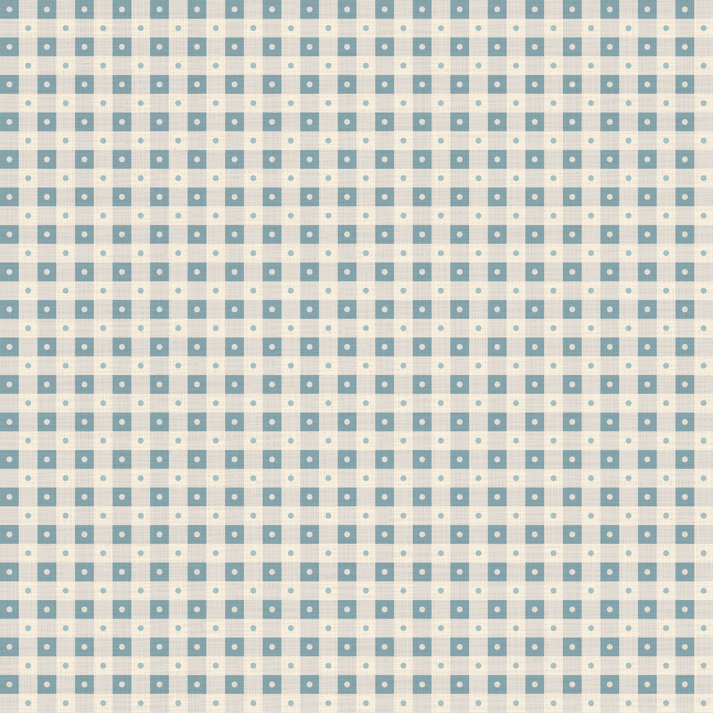 Preppy Gingham with Dots - Light Blue and Cream