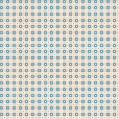 Preppy Gingham with Dots - Light Blue and Cream