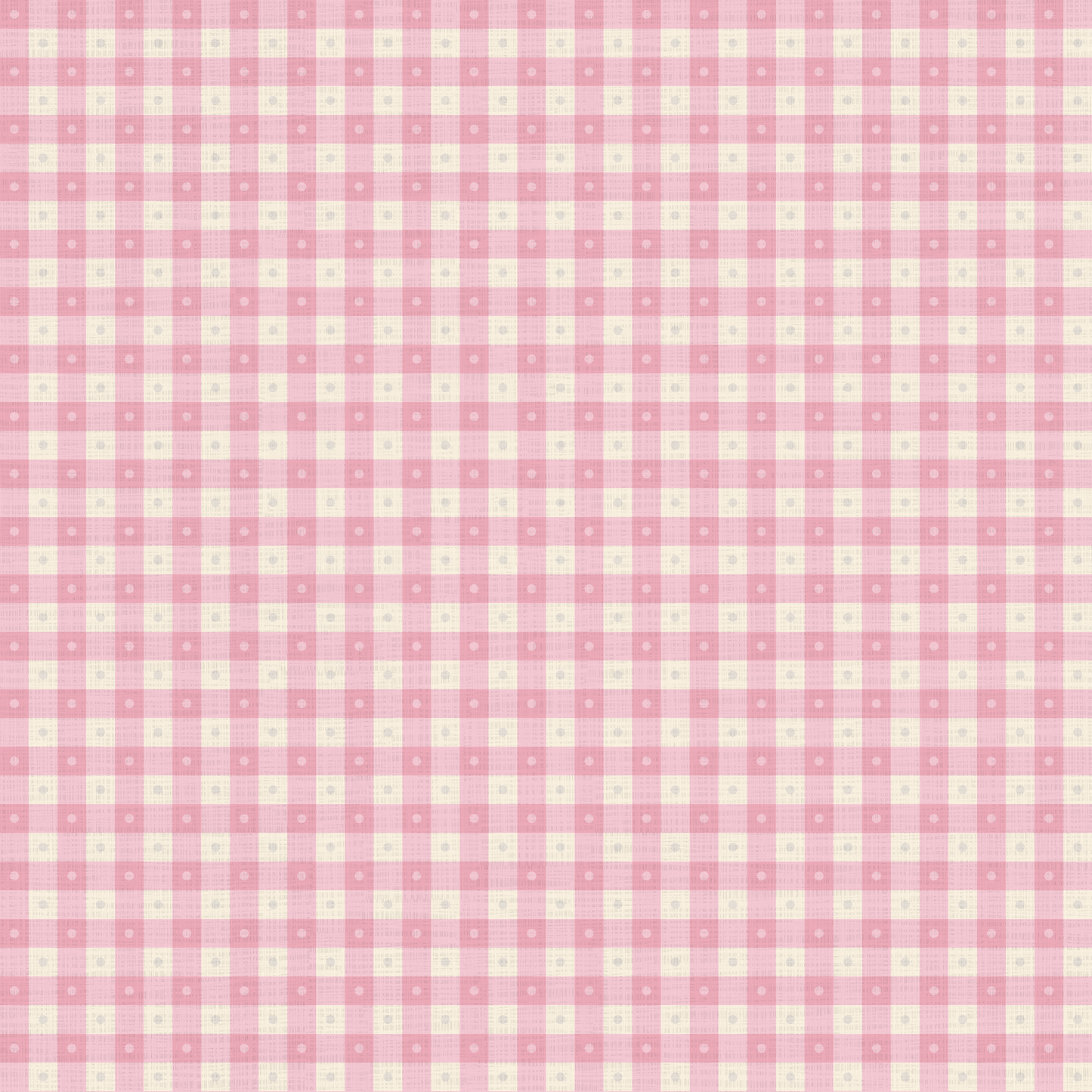 Preppy Gingham with Dots - Light Pink and Cream