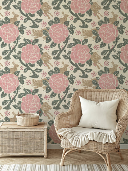 Heritage Rabbit Garden Floral Peel and Stick Wallpaper