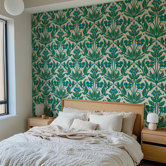 Retro Nouveau Floral Wallpaper