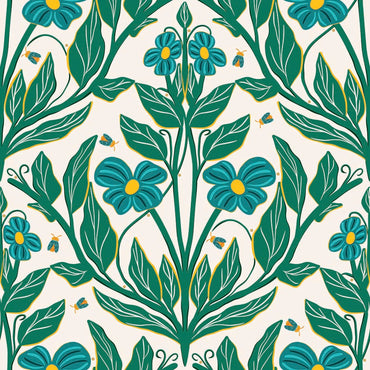 Retro Nouveau Floral Wallpaper