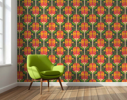 Retro Pickleball Peel and Stick Wallpaper - Retro, Sports