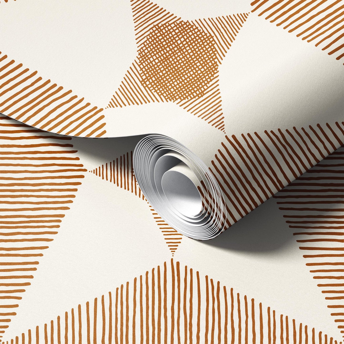 Rhombus Striped Golden Brown Wallpaper