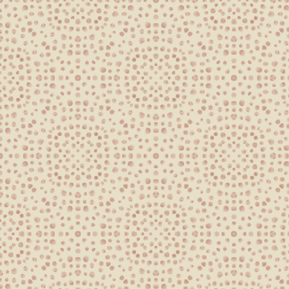 Patterned fabric swatch with small pink dots on a beige background