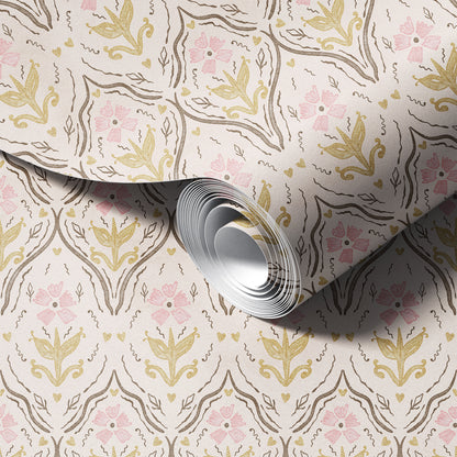Rust Boho Damask Wallpaper