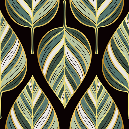 Art Deco Hosta Leaves Wallpaper