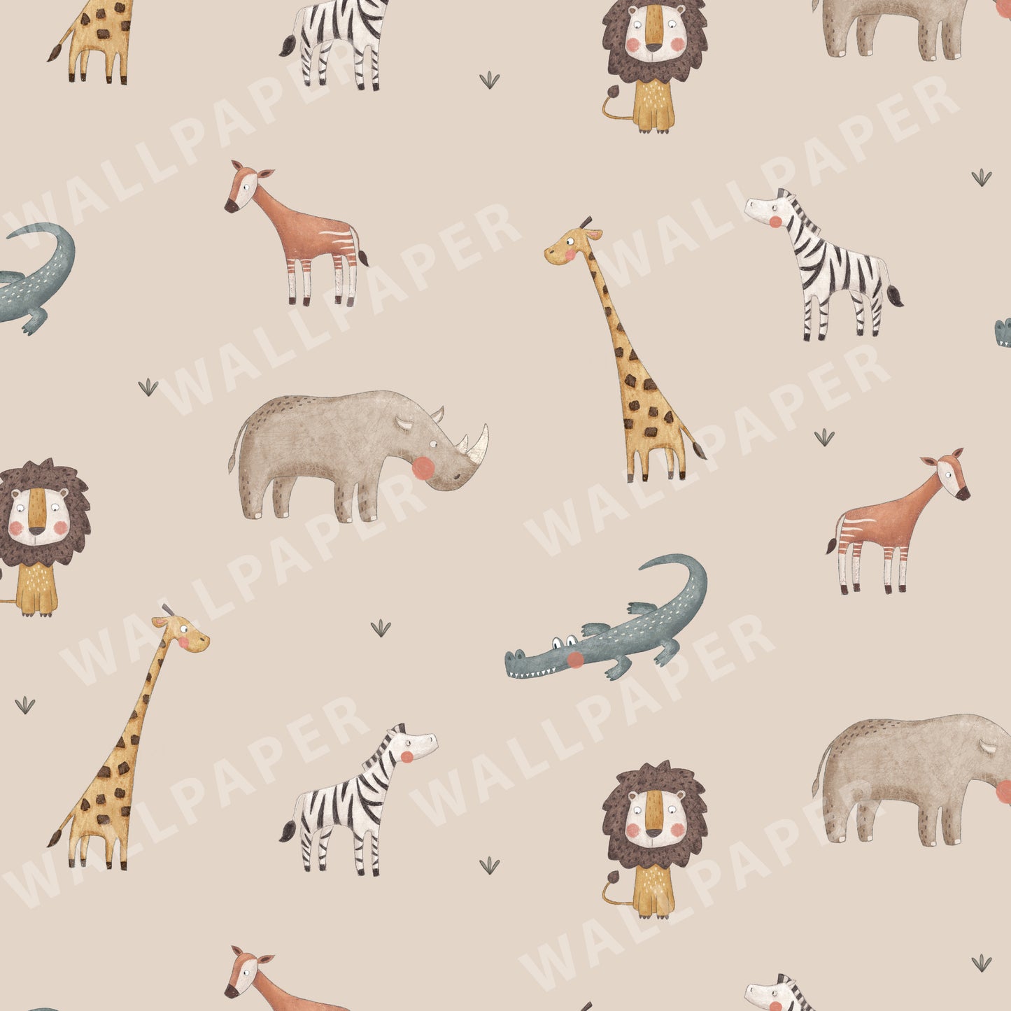 Safari Animals Peel and Stick Wallpaper Sample - Animals, Nursery, Safari