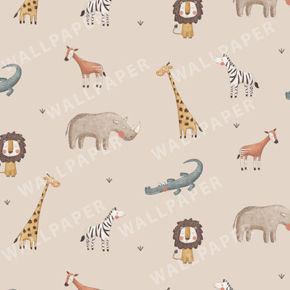 Safari Animals Peel and Stick Wallpaper Sample - Animals, Nursery, Safari