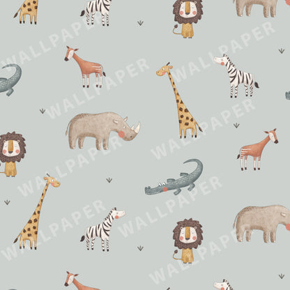 Safari Animals Peel and Stick Wallpaper Sample - Animals, Nursery, Safari