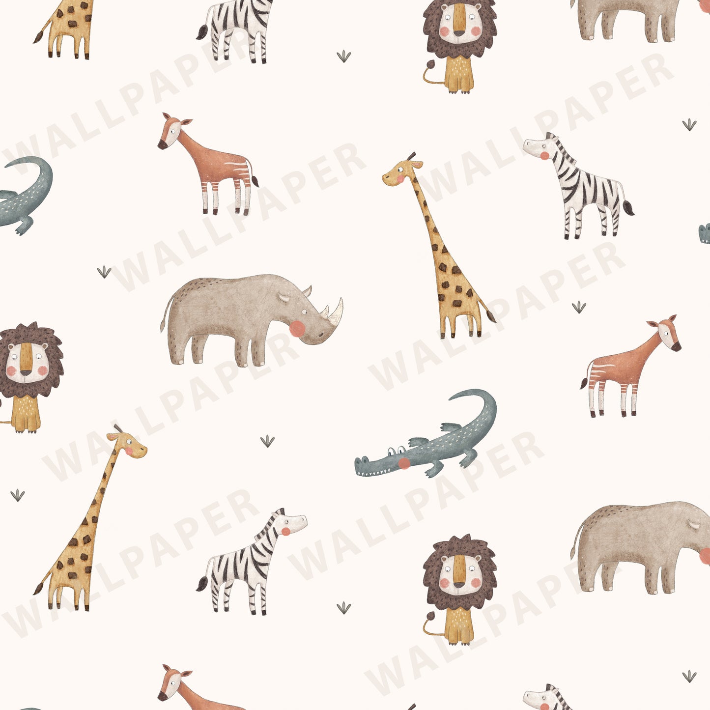 Safari Animals Peel and Stick Wallpaper Sample - Animals, Nursery, Safari