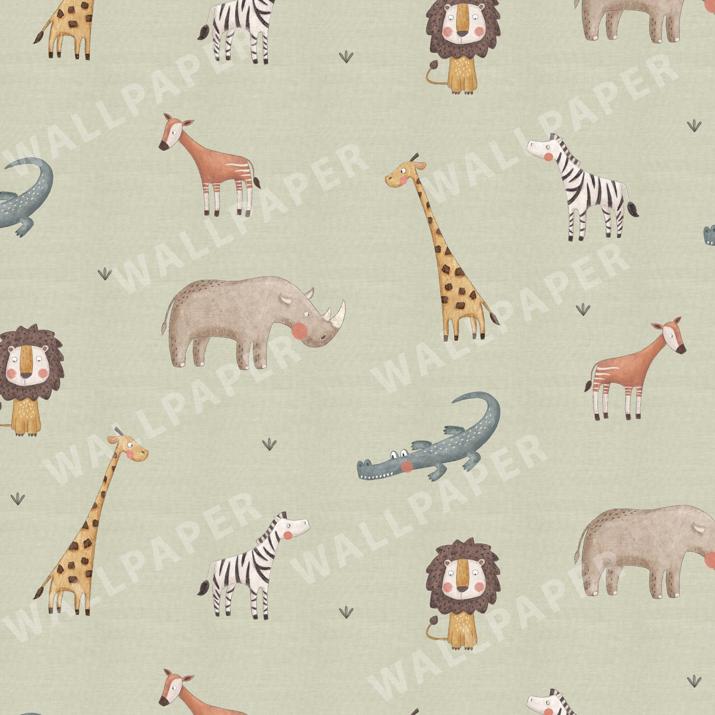 Safari Animals Peel and Stick Wallpaper Sample - Animals, Nursery, Safari