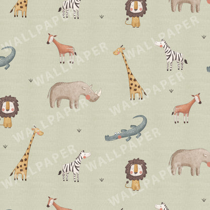 Safari Animals Peel and Stick Wallpaper Sample - Animals, Nursery, Safari