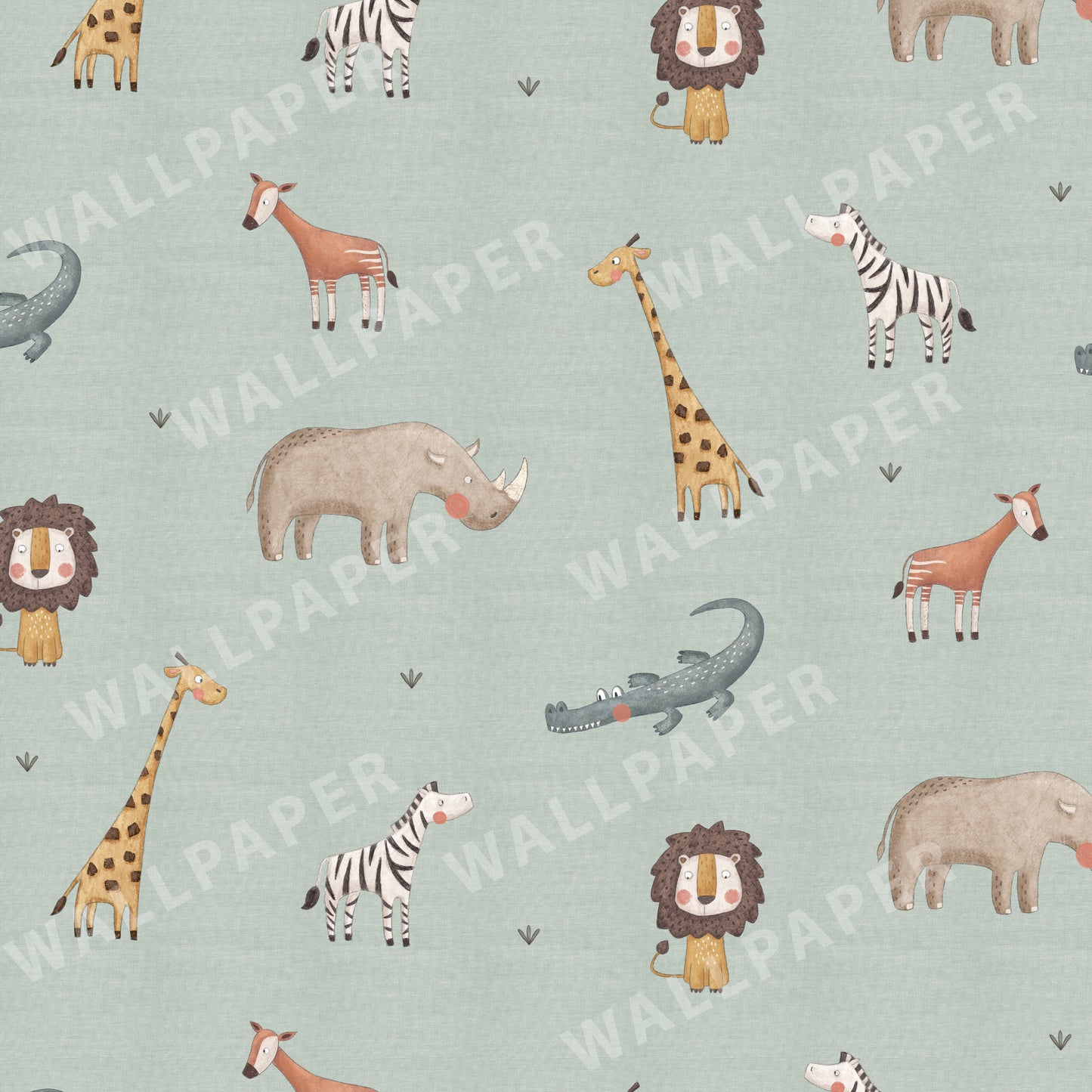 Safari Animals Peel and Stick Wallpaper Sample - Animals, Nursery, Safari
