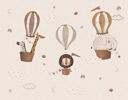 Safari Balloon Peel and Stick Wall Mural - Animals, Nursery, Safari