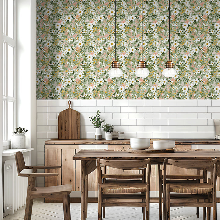 Sage Daisy Garden Wallpaper