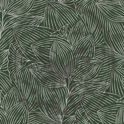 Sahara Botanical Dark Green peel and stick wallpaper pattern swatch