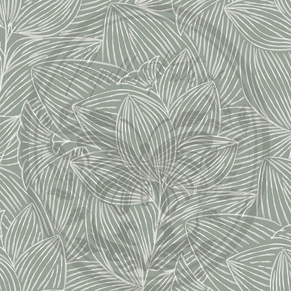 Sahara Botanical Pale Green peel and stick wallpaper pattern swatch