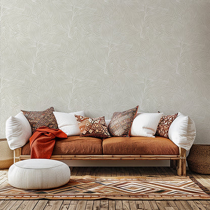 Sahara Botanical Beige peel and stick wallpaper room mockup