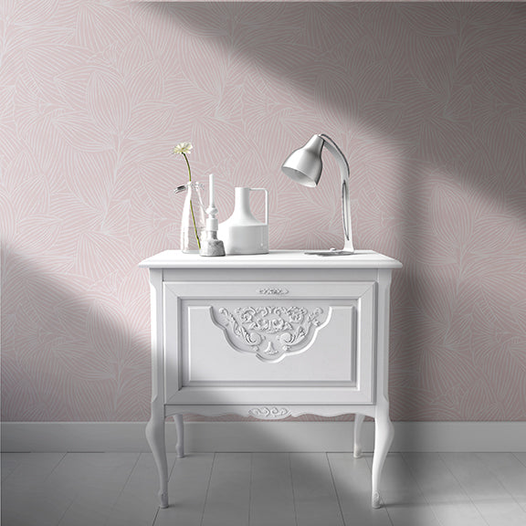 Sahara Botanical Pink peel and stick wallpaper room mockup