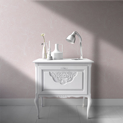 Sahara Botanical Pink peel and stick wallpaper room mockup
