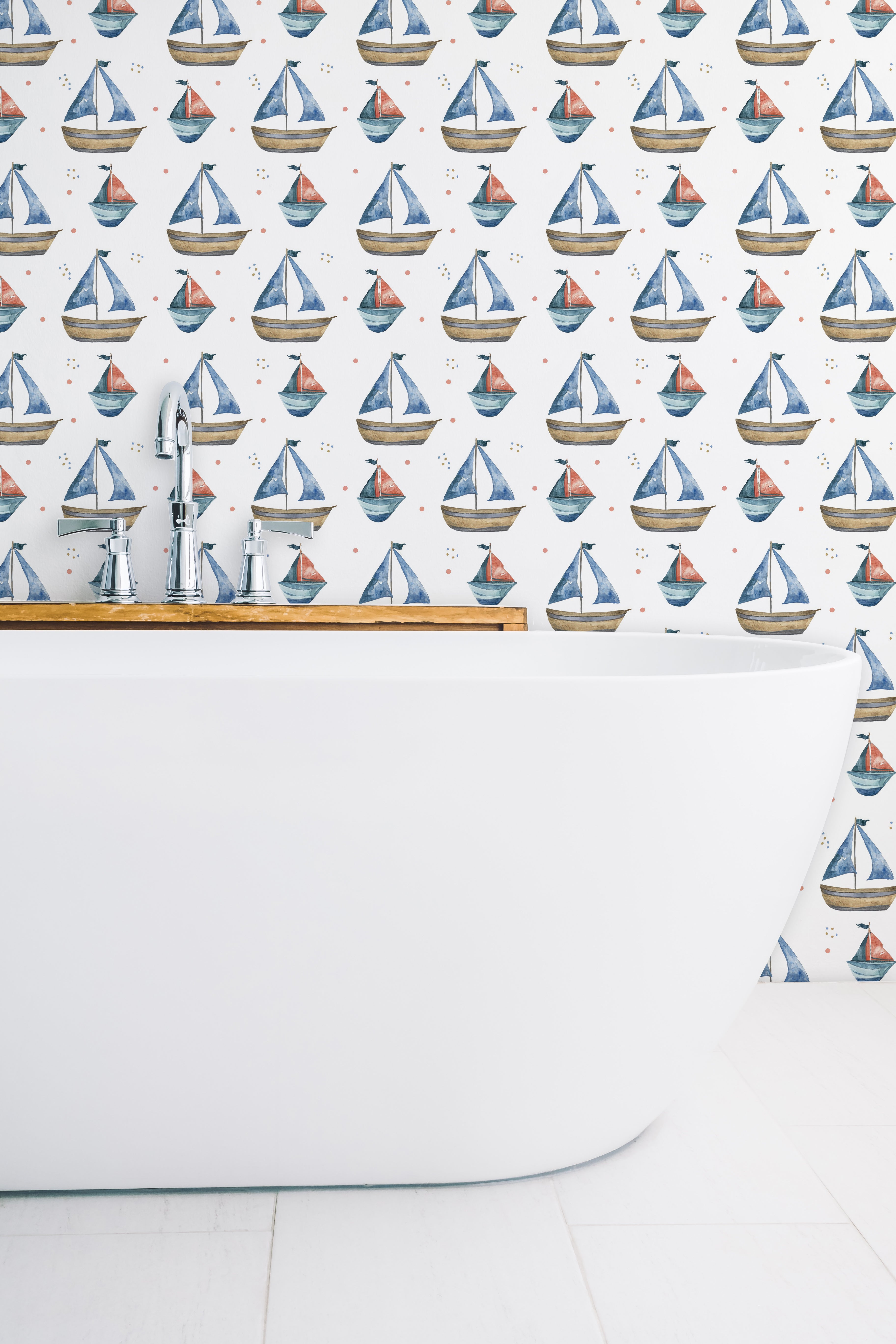 Sail peel and stick wallpaper room mockup