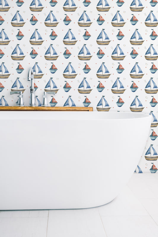 Sail peel and stick wallpaper room mockup