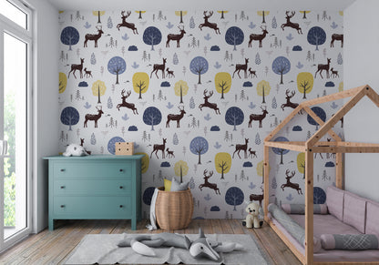 Scandi Forest peel and stick wallpaper room mockup