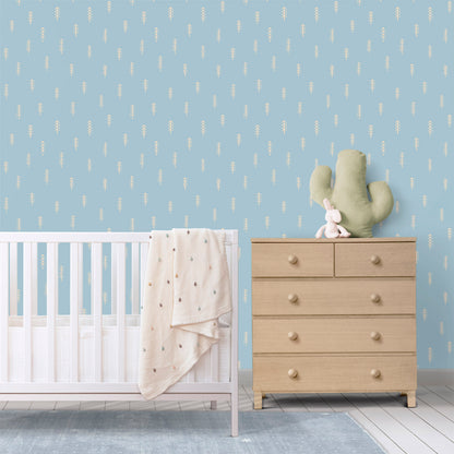 Scattered Pine Trees peel and stick wallpaper room mockup