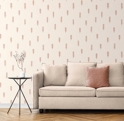 Scattered Pine Trees peel and stick wallpaper room mockup