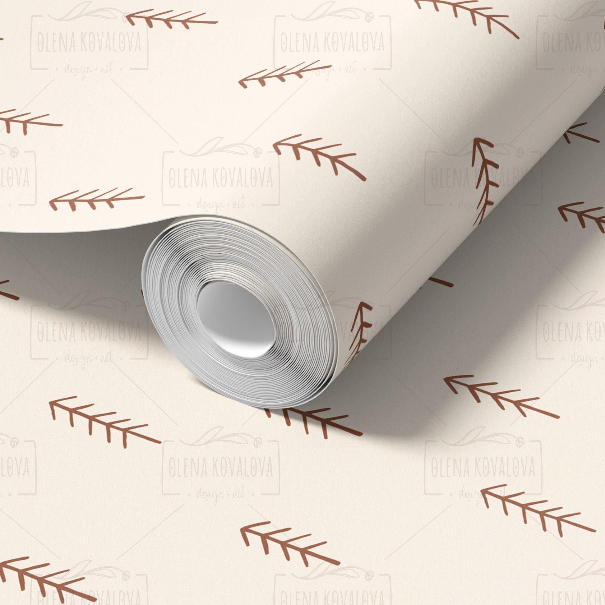 Scattered Pine Trees peel and stick wallpaper pattern detail
