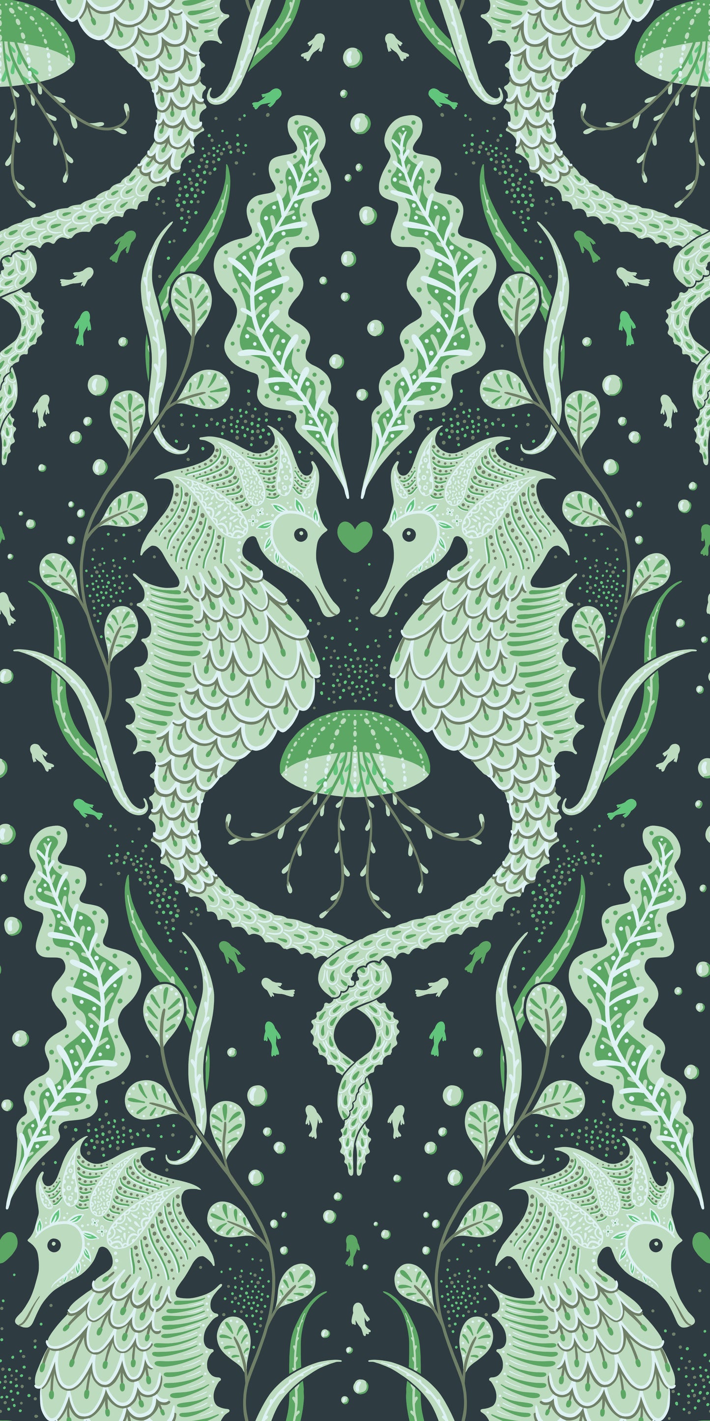 Seahorse pattern on a dark background