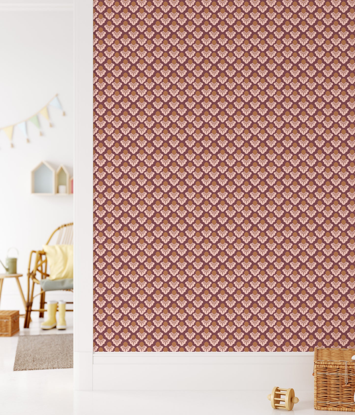 Small Scale Art Deco Flower Texture Peel and Stick Wallpaper - Drawing, Drawn, Floral