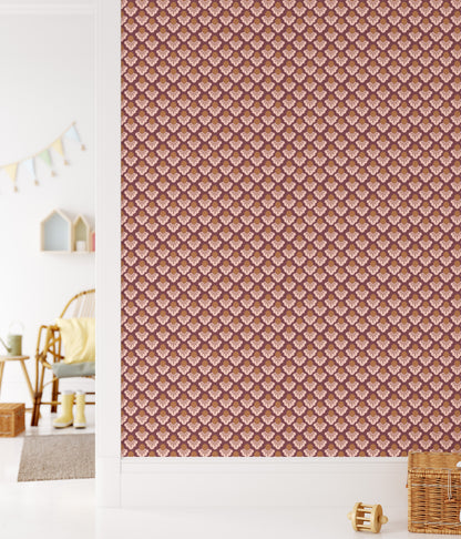 Small Scale Art Deco Flower Texture Peel and Stick Wallpaper - Drawing, Drawn, Floral