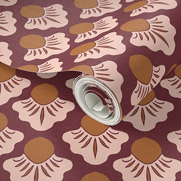 Small Scale Art Deco Flower Texture Peel and Stick Wallpaper - Drawing, Drawn, Floral