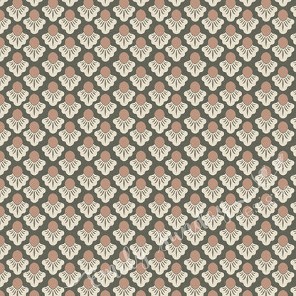 Small Scale Art Deco Flower Texture Peel and Stick Wallpaper - Drawing, Drawn, Floral