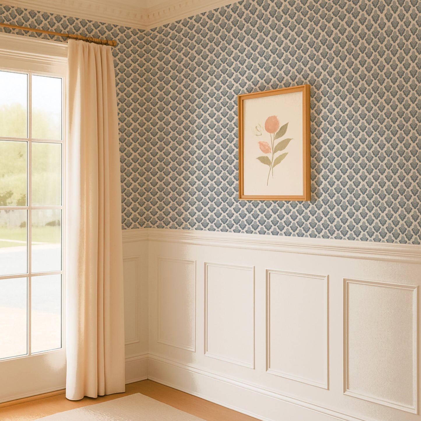 Small Scale Art Deco Flower Texture Peel and Stick Wallpaper - Drawing, Drawn, Floral