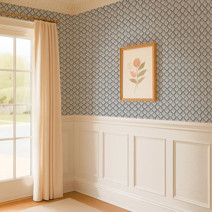 Small Scale Art Deco Flower Texture Peel and Stick Wallpaper - Drawing, Drawn, Floral