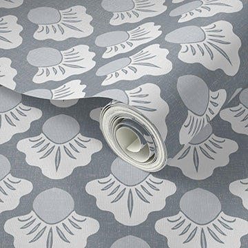 Small Scale Art Deco Flower Texture Peel and Stick Wallpaper - Drawing, Drawn, Floral