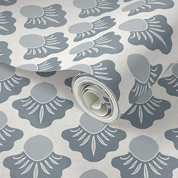 Small Scale Art Deco Flower Texture Peel and Stick Wallpaper - Drawing, Drawn, Floral