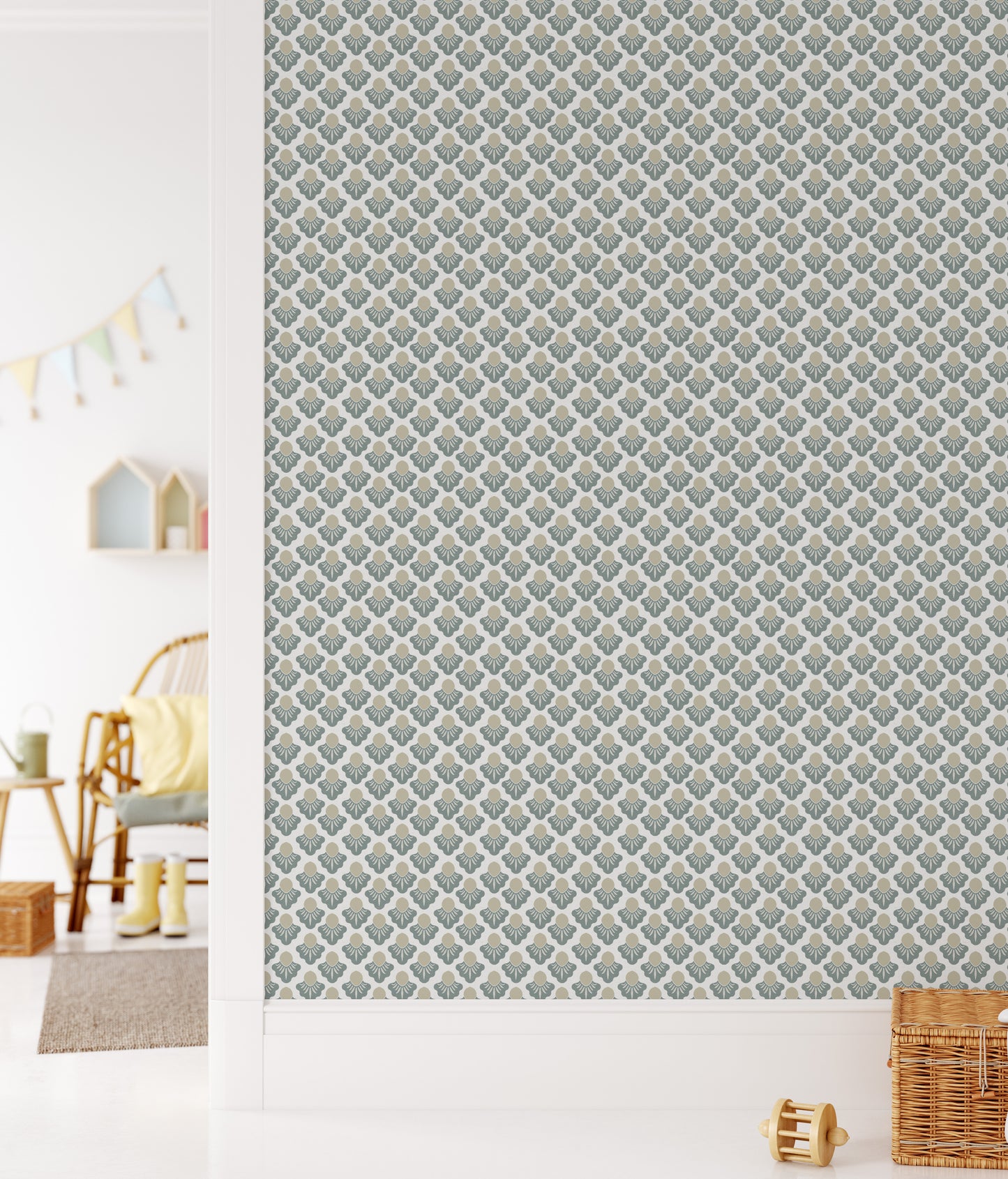 Small Scale Art Deco Flower Texture Peel and Stick Wallpaper - Drawing, Drawn, Floral